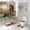 Horse Running Shower Curtains Bathroom Decor Aniaml Printed Waterproof Polyester Fabric Home Bath Bathtub Curtain Set With Hooks
