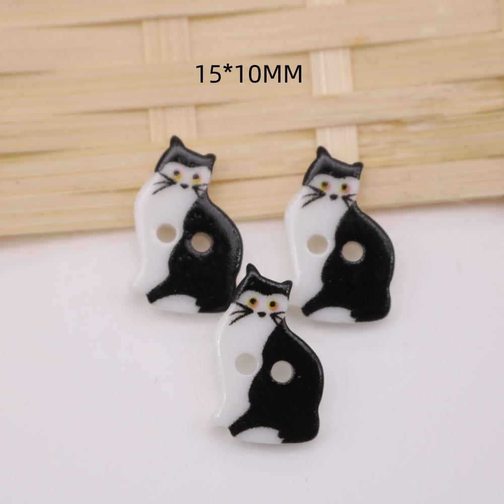 58 Styles of Cute Pink and Black & White Cat Cartoon Buttons for Children's Sweaters and Cardigans