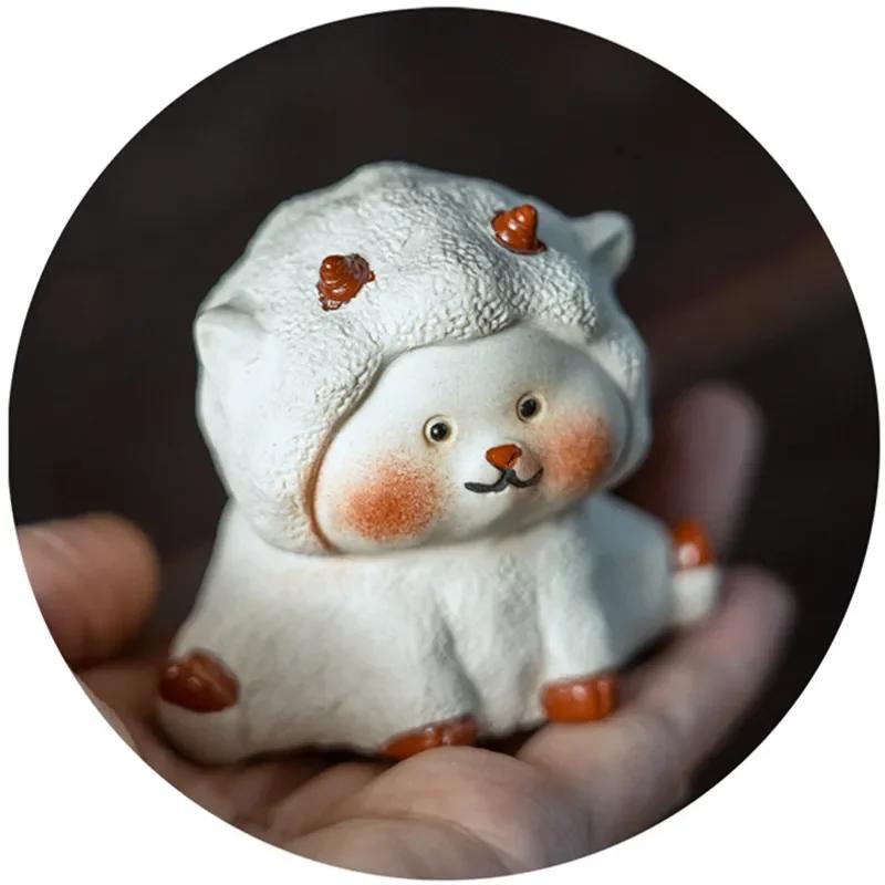 Chinese Zodiac Purple Clay Tea Pet Handmade Sheep Statue Ornaments Tea Figurine Sculpture Animal Decoration Tea Set Accessorie