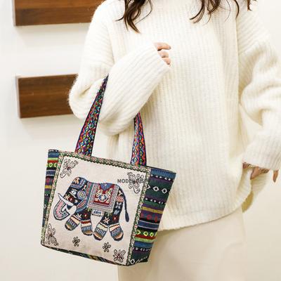 Women Shoulder Bags Large Capacity Canvas Totes Bag Elehpant Rabbit Animal Print Handbags Storage Big Bags Girls Commute Tote