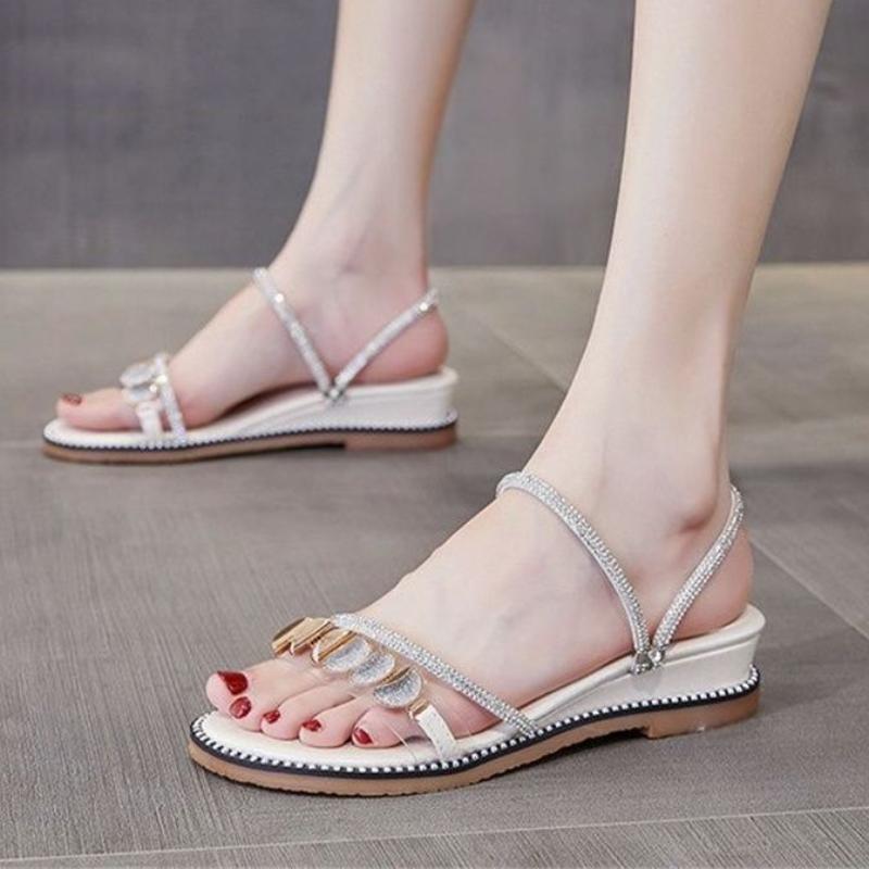 Rhinestones Open Toe With Medium Heels Sandals for Women The Best On Sale Anti Slip Hot Comfortable and Elegant Chic Woman Shoes