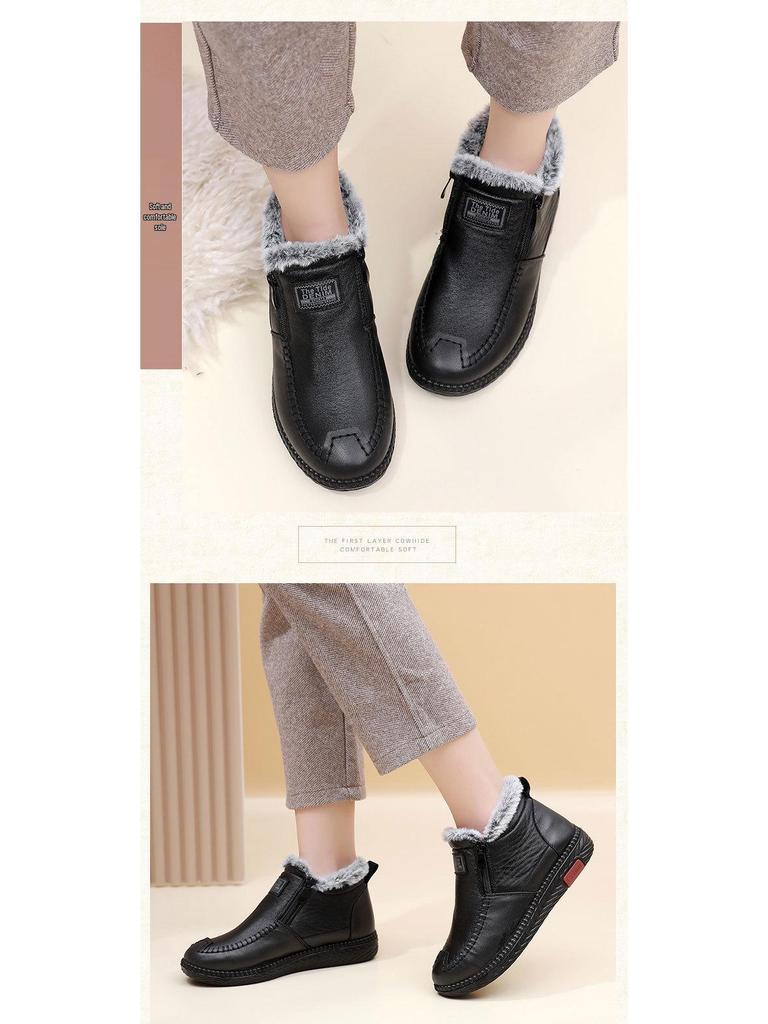 2023 Damen Winter Warme Samt Baumwolle Schneestiefel mit Rutschfesten Weichen Sohlen für Mittelalte und Ältere