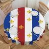 Round Waterproof Fleur De Lys Classic French Flag  Table Cover  Tablecloth for Dining 70 Inch Table Cloth