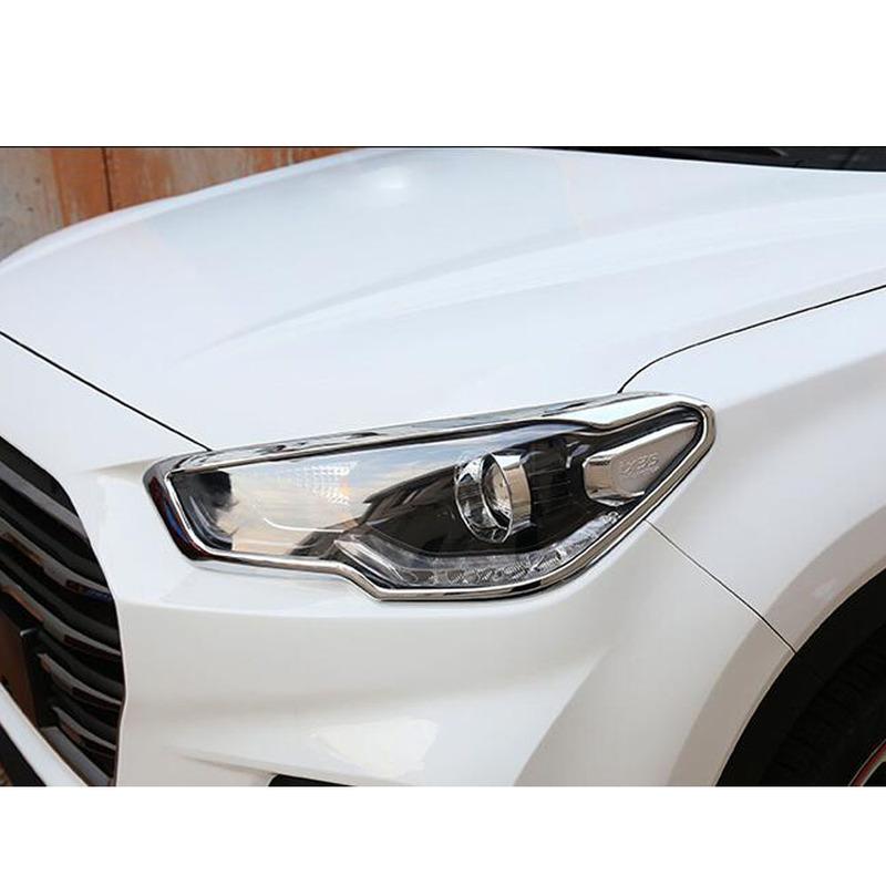 ABS Car Headlight Cover Trim Decoration For Hyundai IX35 2018     Trim Strips Eyebrow Exterior Accessories 2PCs