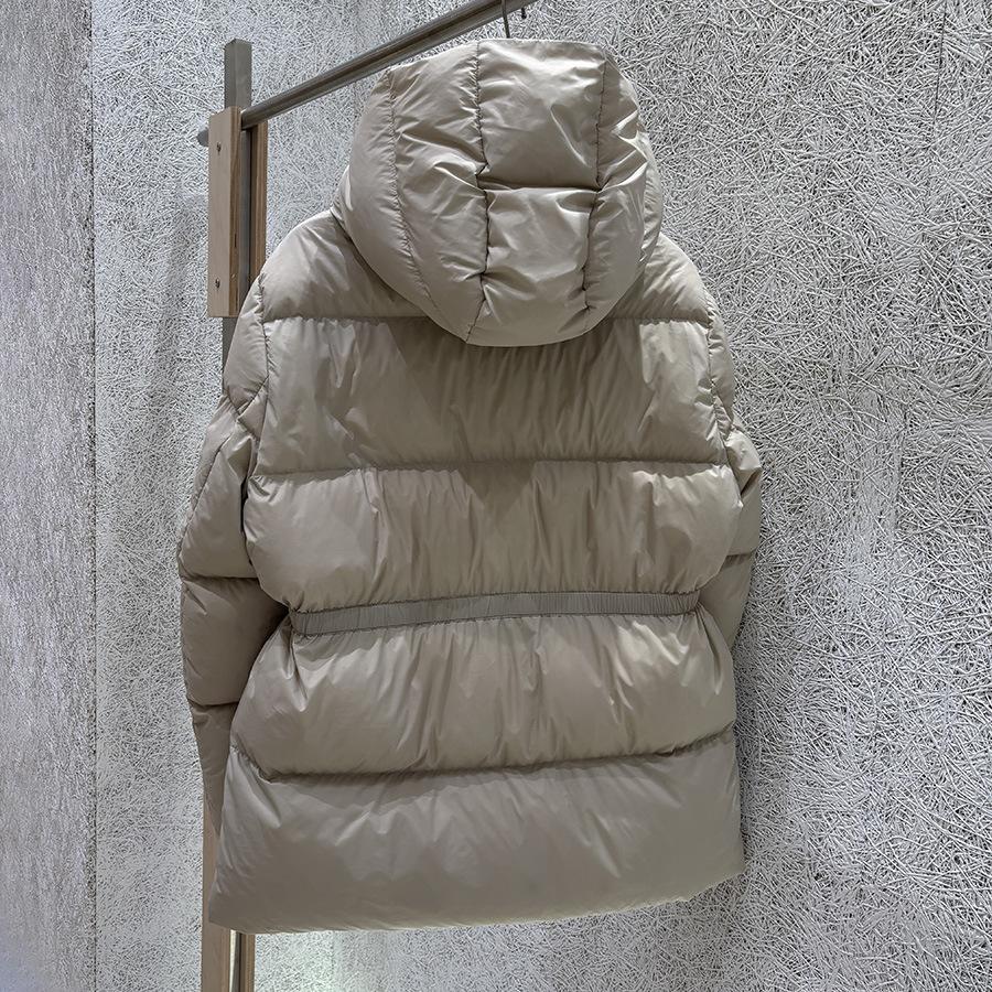 Winter Korean Version Loose Hooded Medium and Long Drawstring Waist Thick Temperament Warm Winter Down Jacket