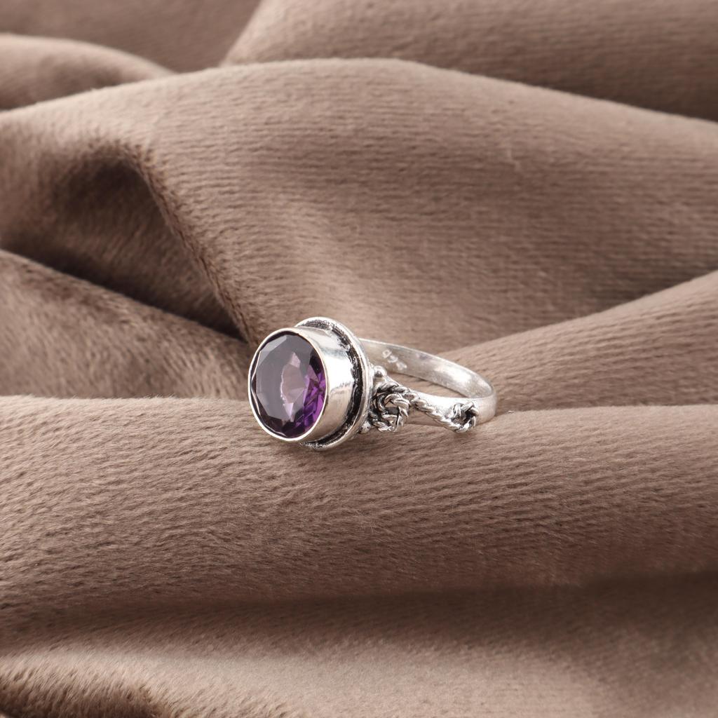 African Amethyst Ring, 925 Sterling Silver Gemstone Jewelry, Handmade Ring, For Thanksgiving Gift