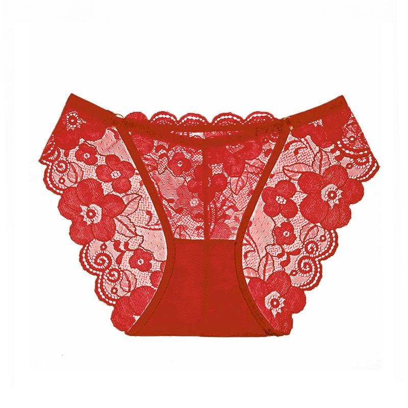 Luxury Women‘s Underwear Sexy Lace Transparent Temptation Briefs Low Waist Hip Hollow T Trousers