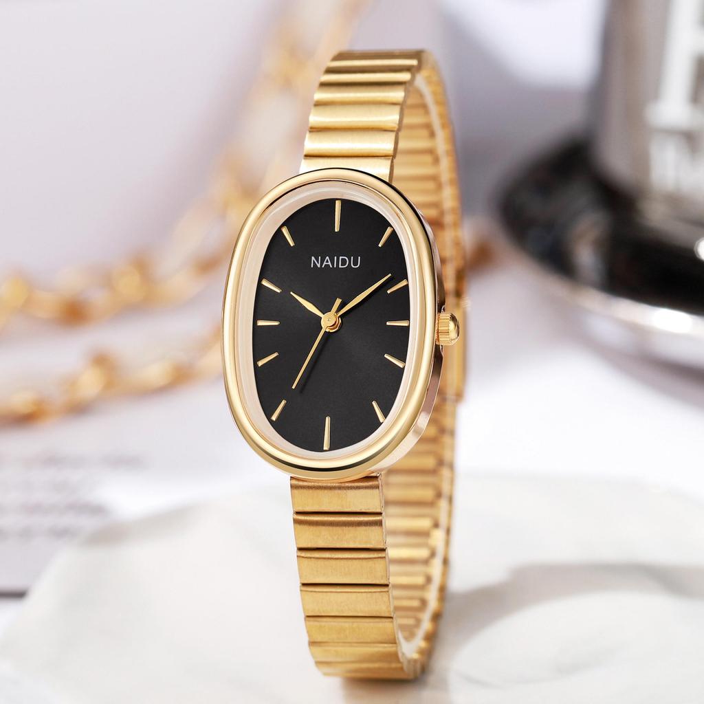 Bamboo Oval Small Plate Girls' Watch - High-End Luxury with Forest Style and Mother-of-Pearl Dial