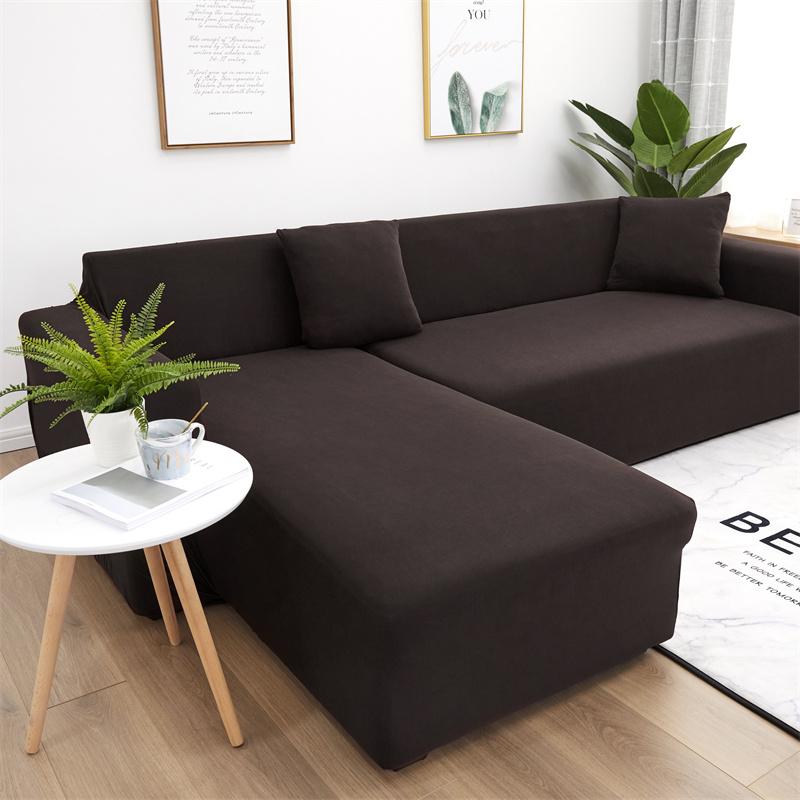 Solid Color Sofa Covers for Living Room Elastic Corner Couch Cover L Shaped Chaise Longue Slipcovers Chair Protector Home Decor