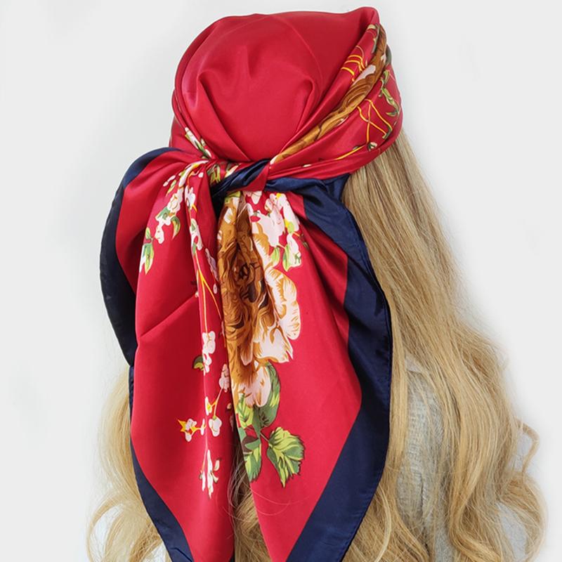 Four Seasons Square Kerchief Popular 90X90CM Stripe Shawls Fashion New Sunscreen Bandannas Europe And America Silk Scarves