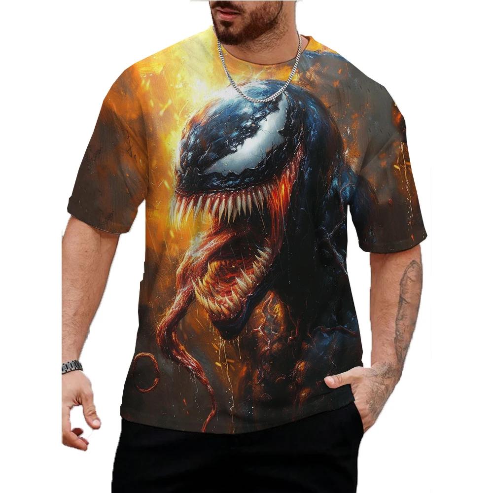 Marvel Venom Graphic T-Shirt Men Summer Cartoon Tops Male Casual Stylish Short Sleeve Clothing Fashion Trend Streetwear