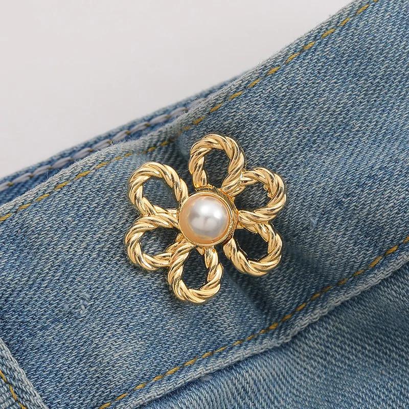 

Waist Metal Flower Adjustable Tighten Invisibility Decoration Couple Buckles Pants Skirts Size Change From Large To Small as picture&1set