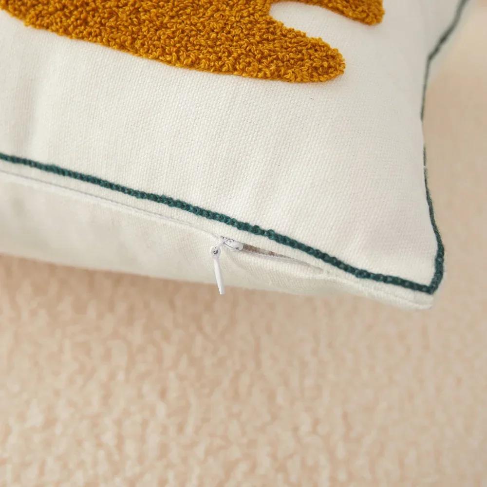 Towel Embroidered Flower Cushion Cover Linen Simple Sofa Pillowcase Office Cushion Cover Cojines Decorativos Para Sofá
