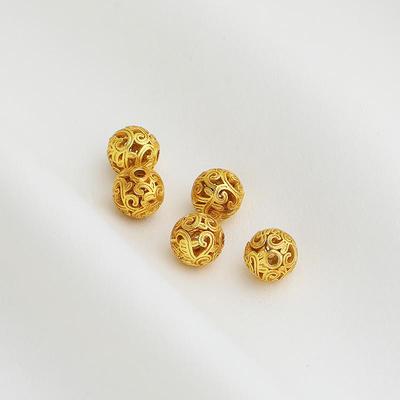 Gold-Plated 7mm Auspicious Cloud Filigree Beads for DIY Braiding and Beading