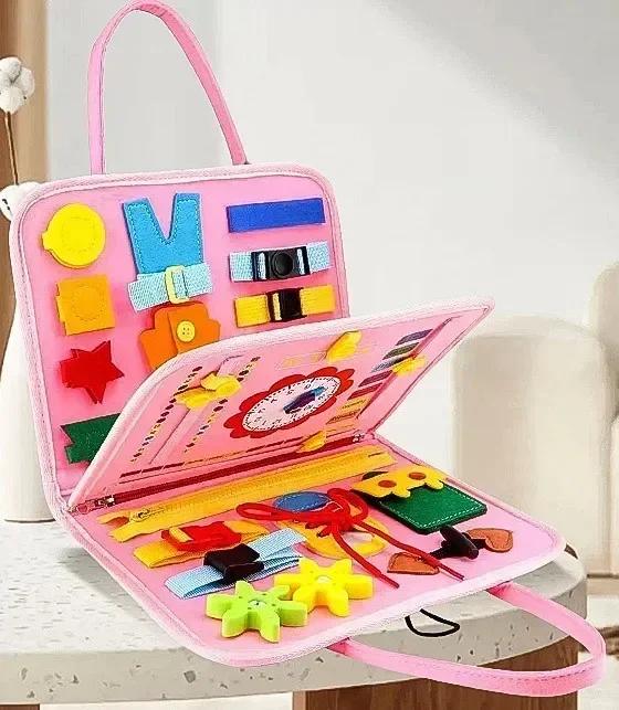 Kids Montessori Suitcase Toys Educational Learning Buckle Training Essential Baby Busy Board Sensory Intelligence Developing
