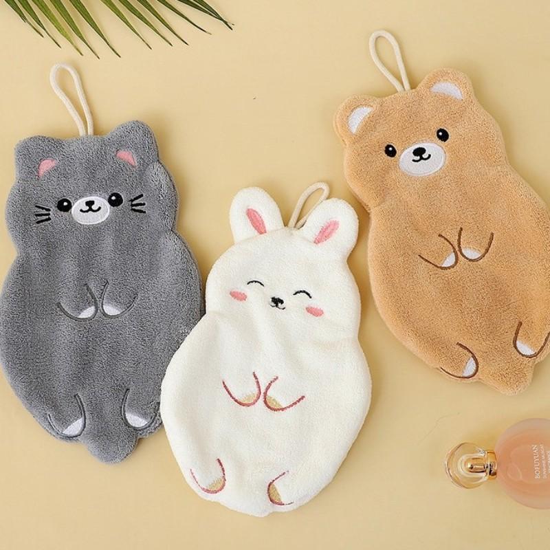 Adorable Hand Towels Hanging Cloth Animal Shaped Double Layered Thick Odor Resistant Non Shedding Ideal For Southeast  Asian Bathrooms