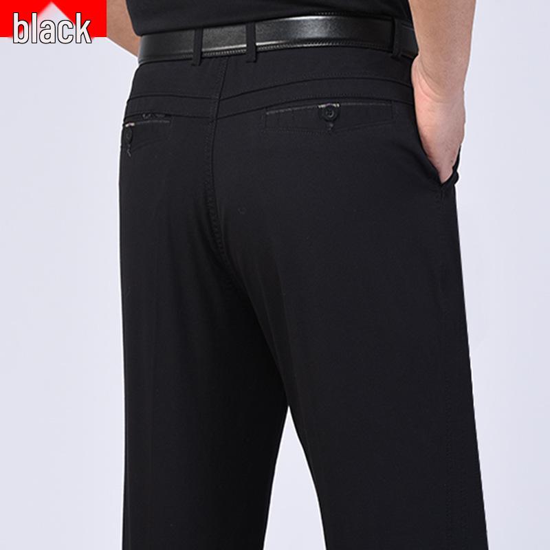 Pantalones de Algodón Rectos Sueltos de Cintura Alta para Hombre de Verano para Personas de Mediana Edad y Mayores