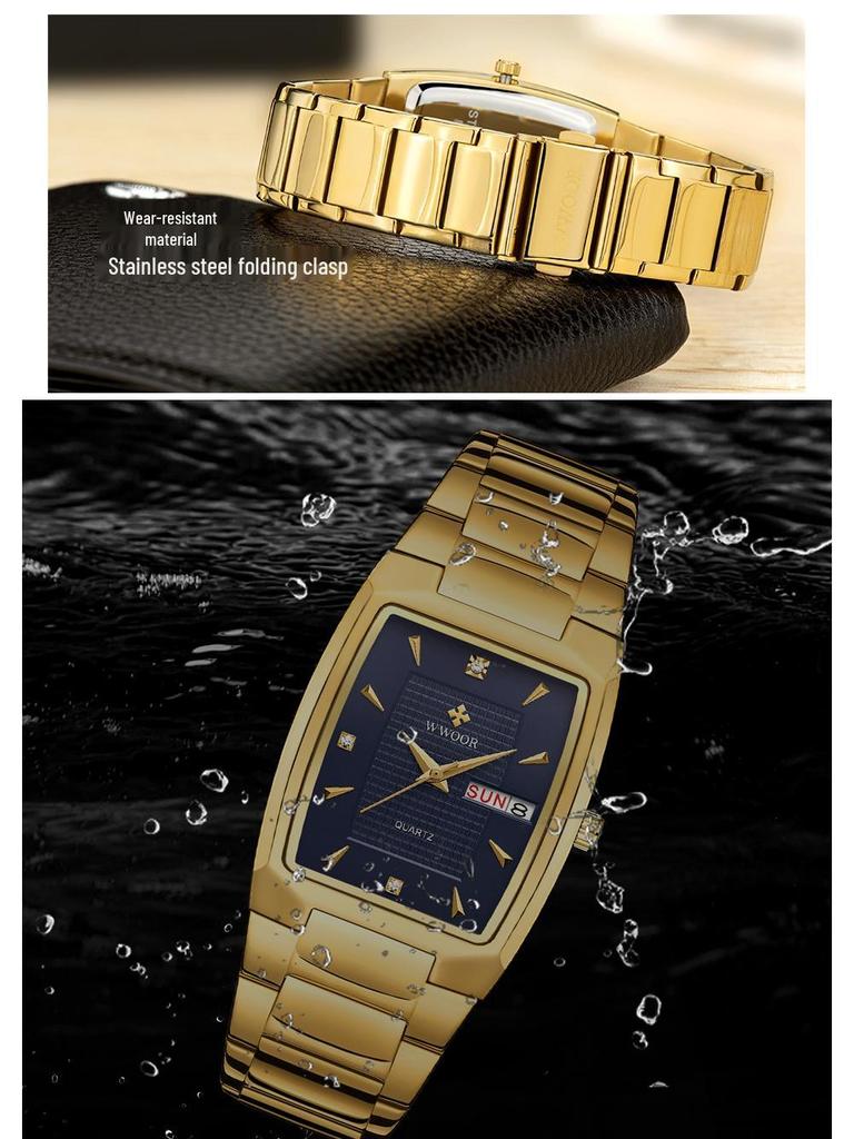 WWOOR 8837 Men's Quartz Square Waterproof Business Watch
