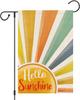 Heyfibro Hello Sunshine Summer Garden Ag 12x18 Inch Double Sided Burlap Small Vertical Welcome Spring Summer Rainbow Sun Y EEL