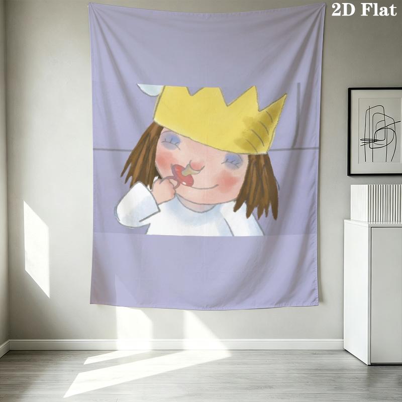 Kleine Prinzessin Pattern Wall Tapestry Aesthetic Wall Hanging Printed Fabric Blanket Decorative Tapestries for Bedroom Living Room Home Decor