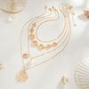 Fashion Vacation Layered Shell Conch Pendant Metal Chain Necklace For Women