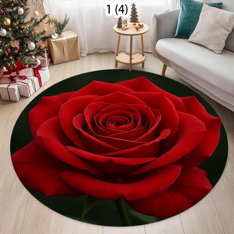 2D Rose Floor Mat Non-slip Blanket Inches Quick Dry Flower Carpet for Living Room Bedroom  Living Room Decoration  Area Rug 60cmx60cm
