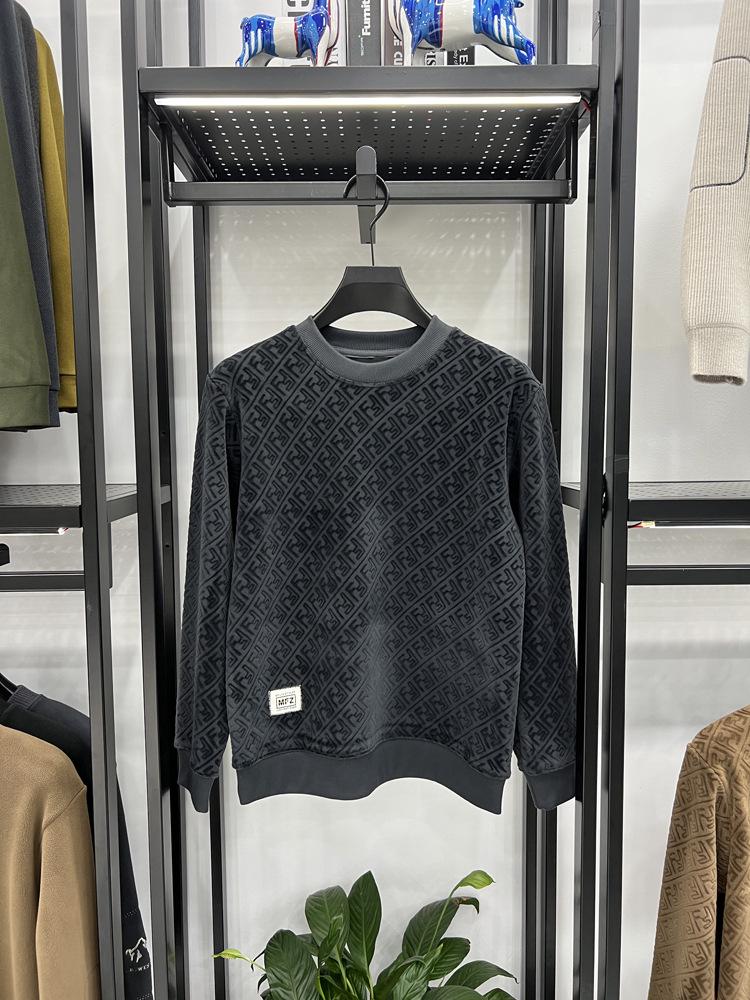 Men's Jacquard Design Round Neck Long Sleeve Warm Hooded Sweater
