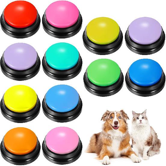 Chumia 12 Pcs Dog Buttons for Communication Dog Talking Voice Recording Buttons 30 Second Record & Playback Pet Speech Training Buzzers for Animal