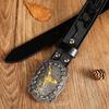 Women Western Belt Engraved Bull Metal Buckle Pants Belt Unisex Cowgirl Belt