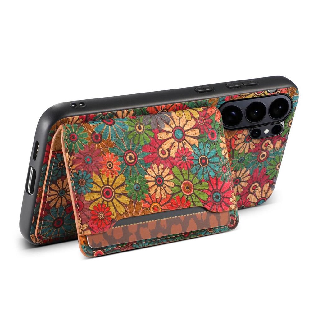 Samsung S26 Ultra Floral Magnetic Leather Case with Card Slot - Fits S23, S24 FE, S25
