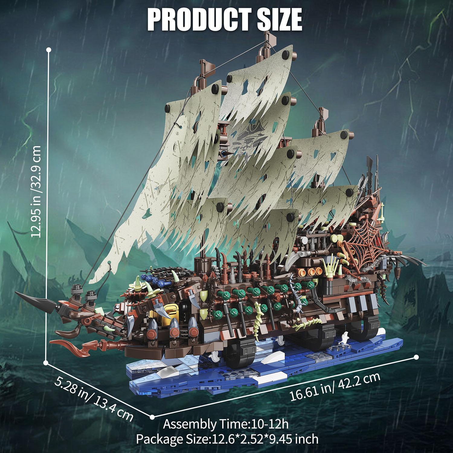 

Non-Toxic 2159Pcs The Playing Pirate Ship Building Blocks Toy Set Brick Model Movies With Light Birthday Desktop Decoration Gifts