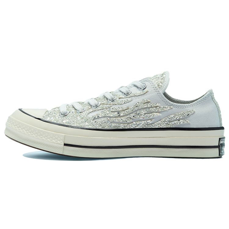 Converse 1970s Chuck Taylor All Star Glitter Shine Canvas Slip Resistant Durable Low Top Skate Shoes Women sneaker Blue 569538C