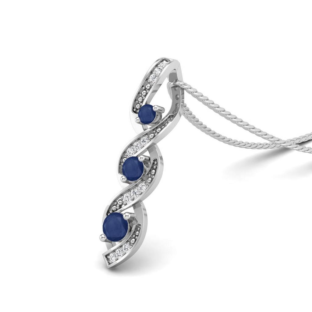 Blue Sapphire Spiral Necklace- Sterling Silver