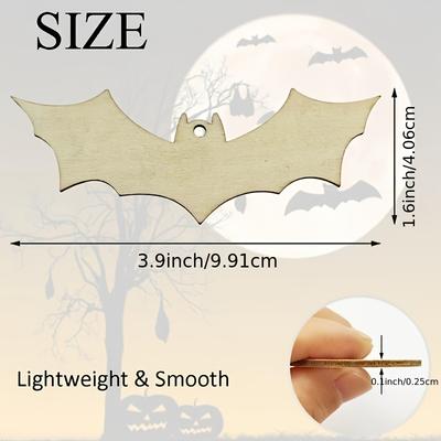 DIY Recycled Wood Bat-Shaped Decorations - Lightweight Unpainted Craft Kits with Twine Hangers for Halloween Party Decor