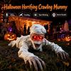 Scary Crawling Mummy Figurine With LED Red Eyes Halloween Indoor Home Decor Creepy Animated Zombie Prop Holiday Party Ornament