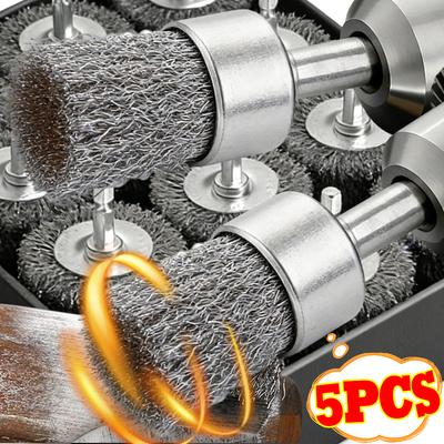 5/1Pcs Wire Brush Wheel Disc Polishing Wheel Brush Removal Cleaning Hexagonal Rod Electric Grinder Hardware Tool Parts Supplies