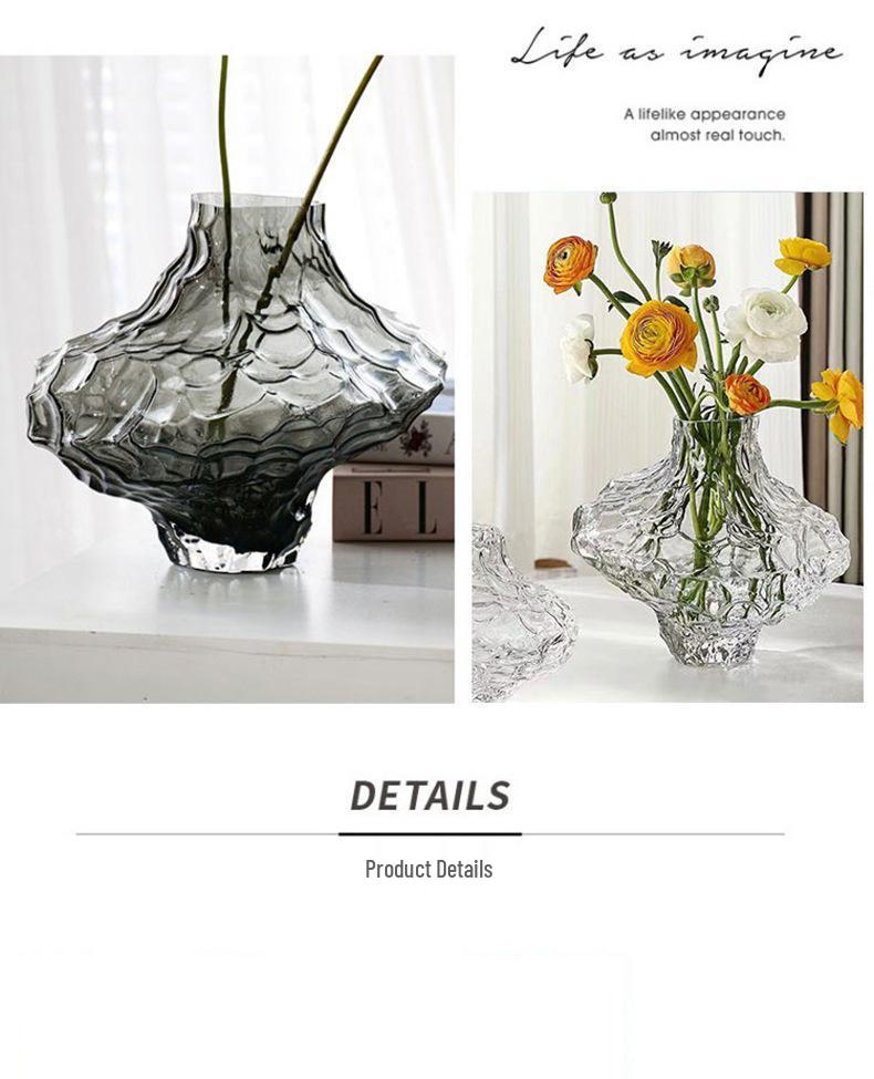 Vază Nordică Irregulară din Sticlă Valley: Decor elegant pentru casă pentru sufragerii și camere model