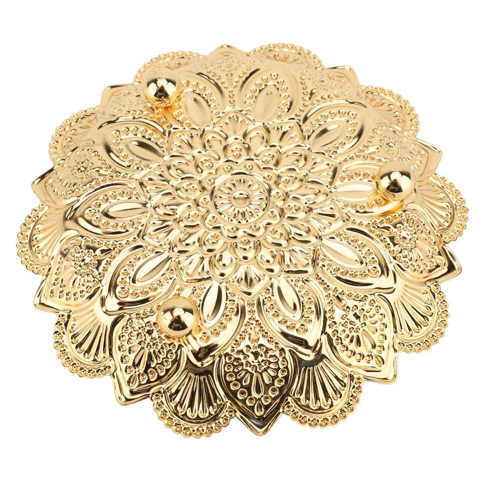 Retro Embossed Turkish Serving Tray Gold Embossed Decorative Tray For Coffee Bar Snack A