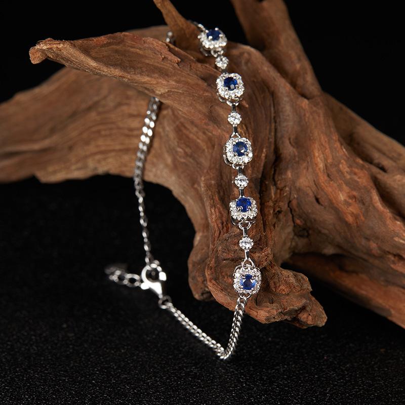 Xiaohongshu Color Treasure Jewelry S925 Sterling Silver Inlaid With Natural Garnet Diopside Sapphire Bracelet Women