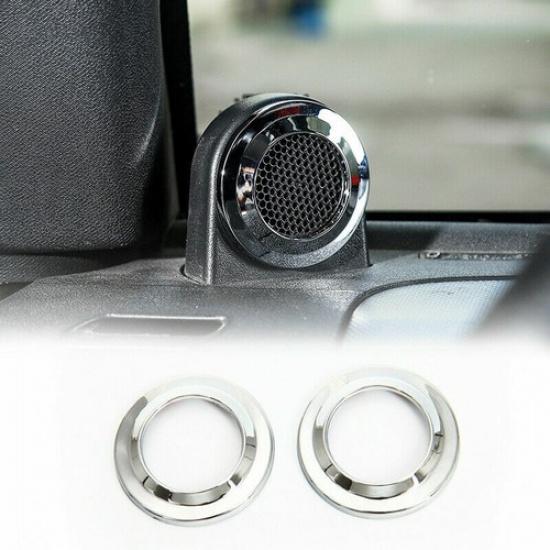 Car A-Pillar Speaker Trim Cover Decor Ring For Jeep Wrangler JK 2008-2014 Chrome