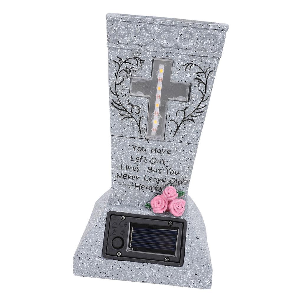 Vaso Solare per Tomba Cimiteriale, Vaso per Lapide in Resina con Picchetti per Terra Portafiori per Lapide Cimiteriale Uso Esterno