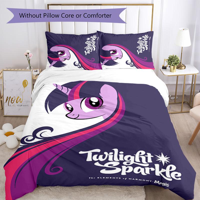 Twilight Sparkle 3pcs Bedding Set Duvet Cover Closure Includes 1 Duvet Cover & 2 Pillowcases for All Seasons Bedroom Home Dorm Decor