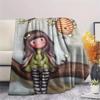 1PC Santoro Print Flannel Blanket, High quality Comfortable for All Seasons, Home Decor, Warmth and Comfort, Perfect for Christmas Gifts141
