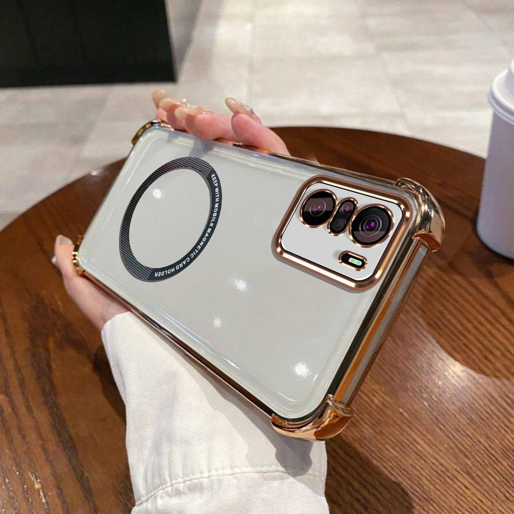 Case for Xiaomi Mi 11i,POCO F3 Clear Magnetic Casing Electroplated Lens Frame Phone Cover