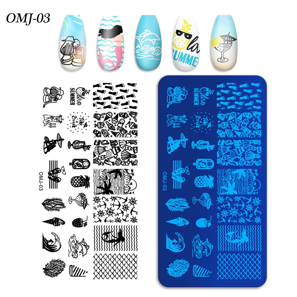 Nail Art Printing Template Christmas Tree Butterfly Printing Steel Plate Square Template Om-J