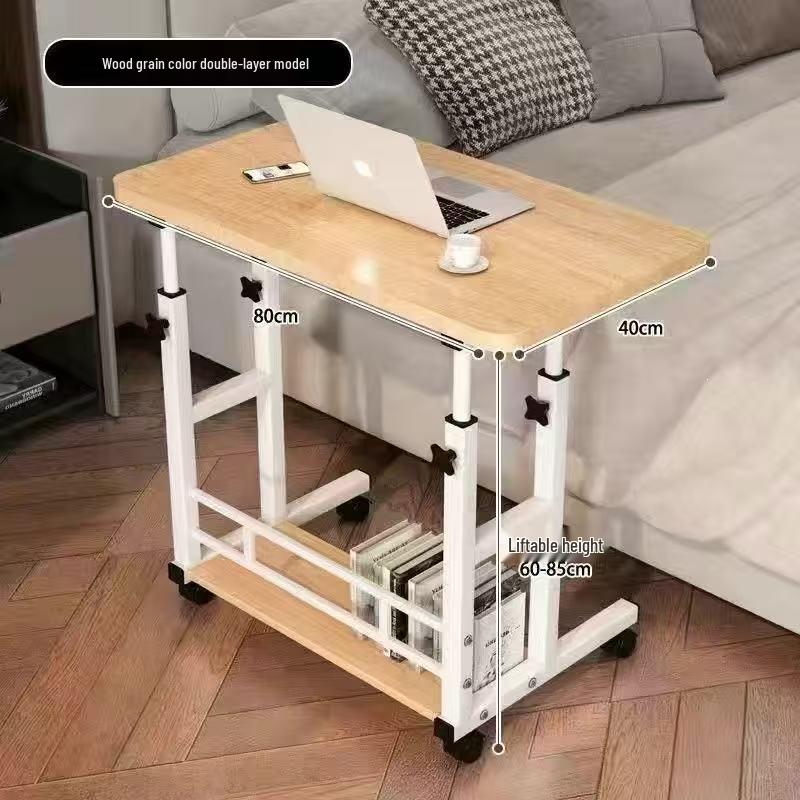 Adjustable Multi-Layer Bookshelf & Movable Laptop Table with Wheels