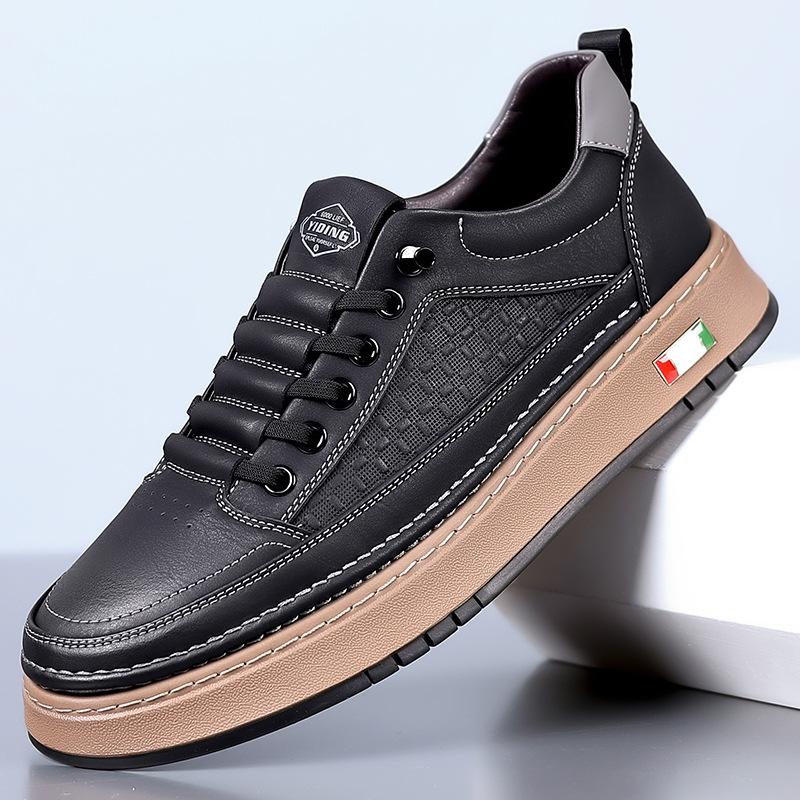 Men's shoes 2025 men's sports and leisure leather shoes breathable soft baseplate shoes business foot set