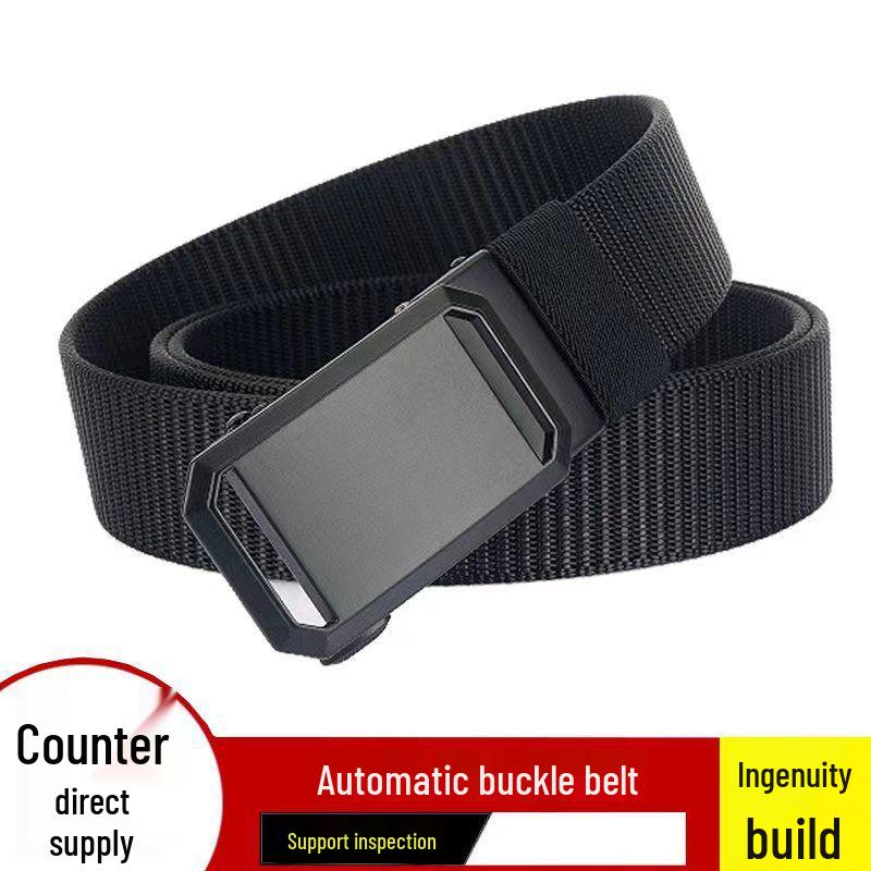 Men's Tactical Belt: Student Style, Automatic Buckle Canvas Nylon, Versatile for Casual Overalls