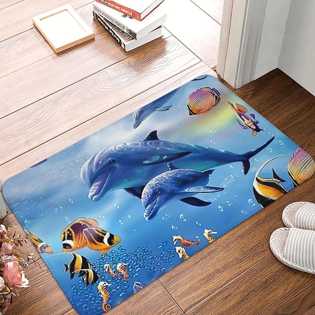 Meeresleben Delfin Teppich Boden Tür Küche Badezimmer Eingang Rutschfeste Matte Schlafzimmer Eingang Foyer Meerestier Fußmatte