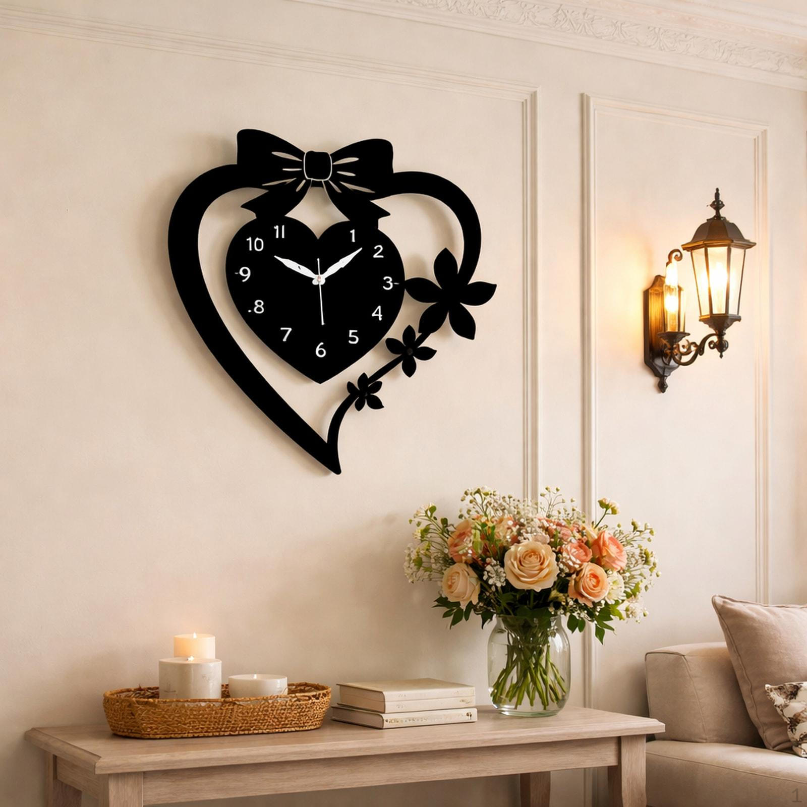 

Clock Ornament Valentine s Day Decoration Wall for Living Room чёрный